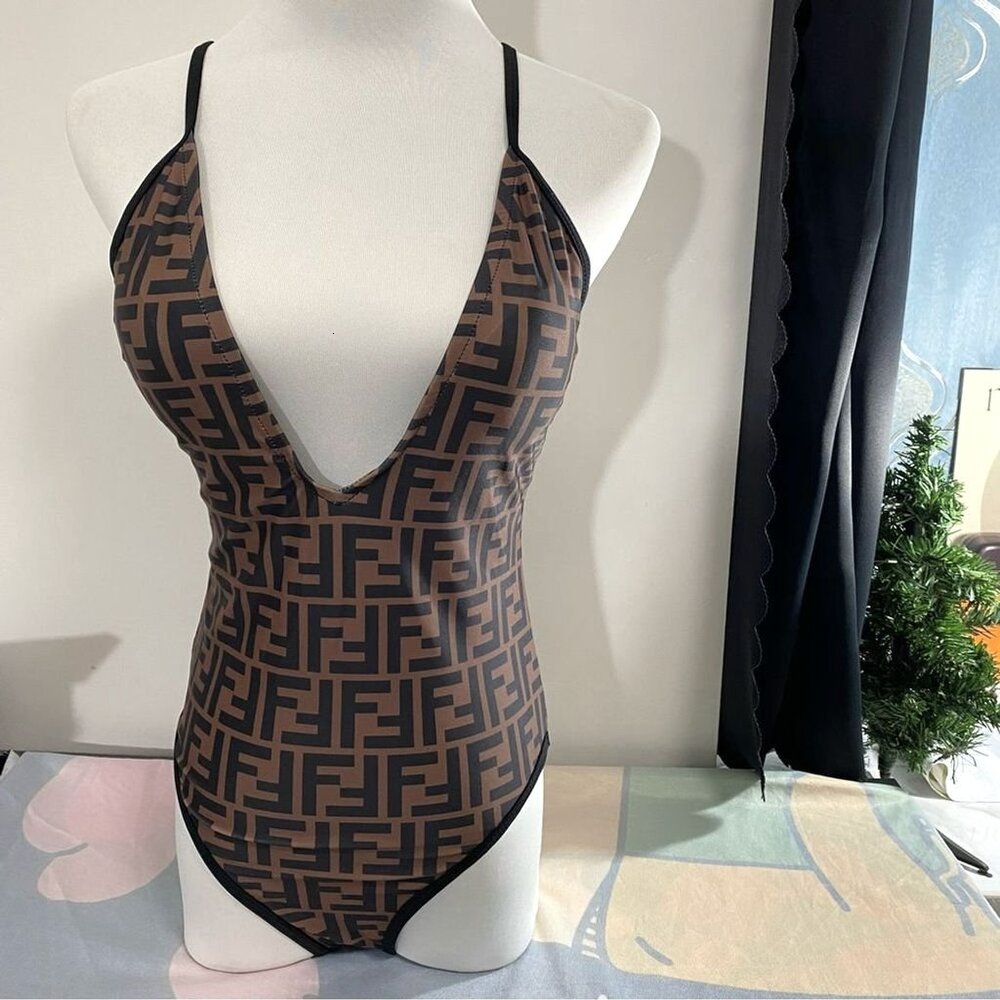 FENDI FF Logo V Neck Swimsuit Body Suit☑️☑️ - Picture 2 of 6